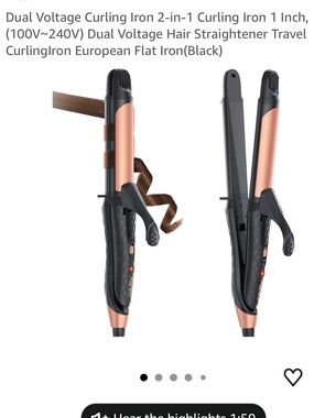 2-in-1 Travel Straightener and curler - Dual voltage